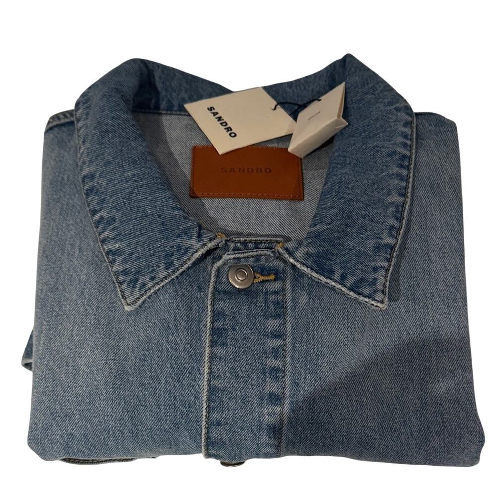 Sandro Paris Denim Worker Jacket – Light Wash Chore Jacket – NWT - Picture 12 of 12